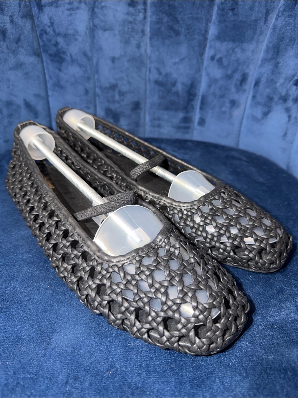 Black Woven Ballet Flats - Women